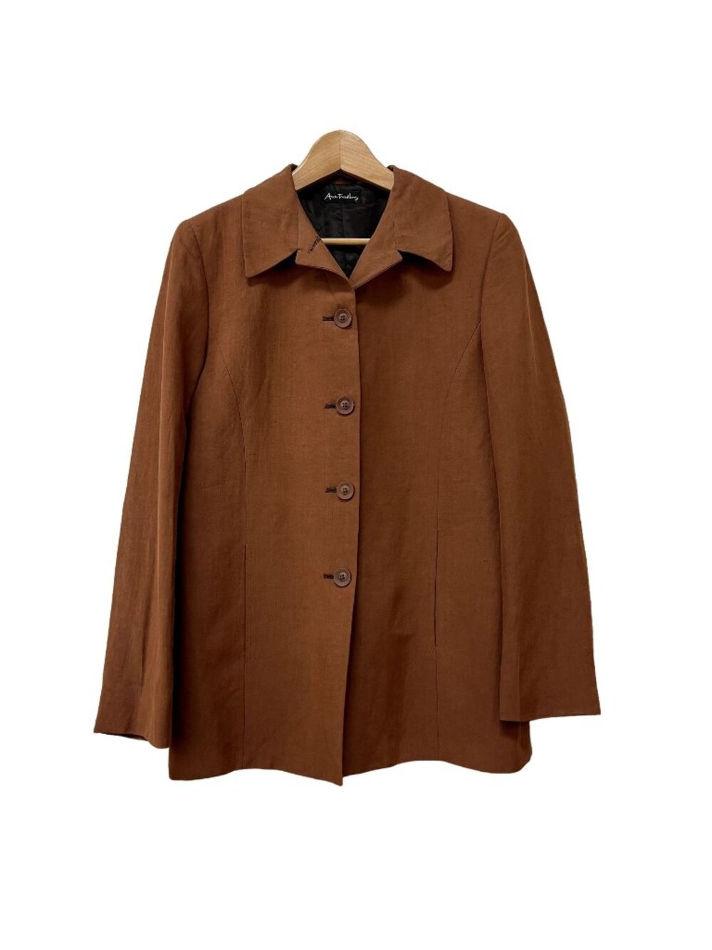 Vintage Ann Freedberg Brown Linen Button Down Jacket sz 10